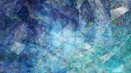 Geometric Blue Glass with Digital Data Particle Flow - Abstract Background Texture