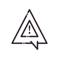 Communication bubble with exclamation mark line style icon vector design