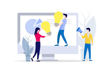 Vector illustration, flat style, business promotion, advertising, growing ideas and inspiration for business. 