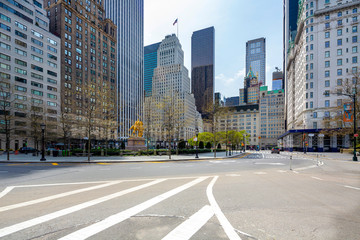 NEW YORK CITY - Apr 17: Grand Army Plaza in New York on April 17; 2020. Grand Army Plaza lies at...