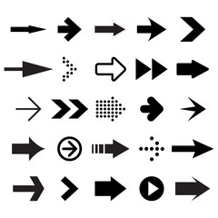 vector set of black arrows on white background