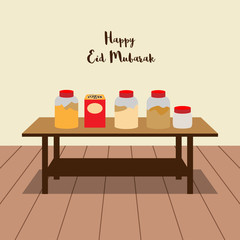 snack in the jar on the table with eid mubarak text