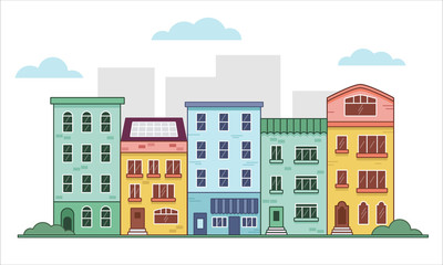 Cityscape. Urban landscape. Flat style. Vector illustration