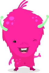 Cute thumb up monster with braces