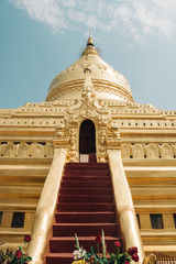 Golden temple in Bagan, Myanmar, Burma