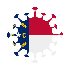 North Carolina flag in virus shape. US state sign. Vector illustration.