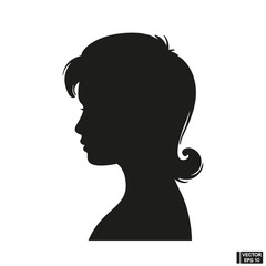 Vector Illustration Icon of Woman head silhouette over white