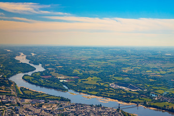 Loire valley river in Nantes region of France