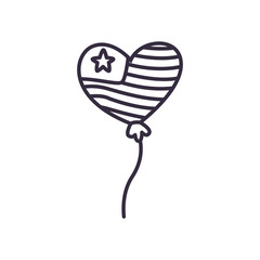 Usa heart balloon line style icon vector design