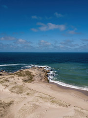 Fototapeta na wymiar Aerial view of the beach in Punta del Diablo, wild beach. Rocha, Uruguay.