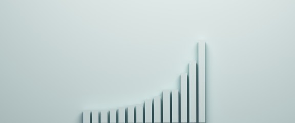 Growing Data Bars Graph. 3D Render illustration