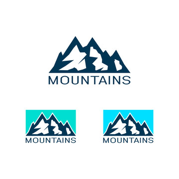 Vector logo of mountain in flat style. Icon of silhouette landscape.
