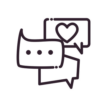 Communication Bubbles With Points And Heart Line Style Icon Vector Design