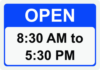 Obraz premium Open Time Vector Blue Sign