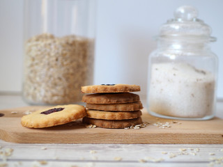 Fototapeta na wymiar Cookies and glass of sugar