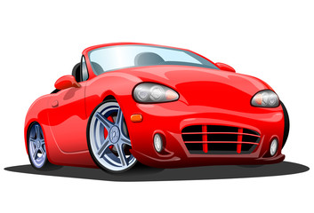 Sports red cartoon car on a white background. Vector illustration