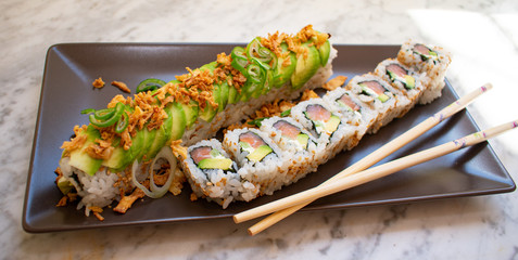 Homemade sushi on a plate 6