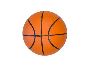 Basketball isolated on a white background. Sports game equipment. Orange round ball.