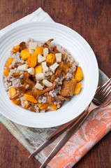 Pearl Barley Risotto with Roasted Pumpkin and Chanterelle
