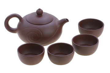 traditional Chinese Zisha pottery tea pot and cup