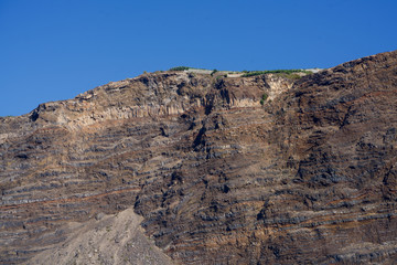 Fototapeta na wymiar Rock wall under a blue sky