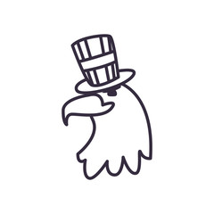 Eagle with usa hat line style icon vector design