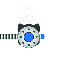 Scuba Diving Regulator with Bubbles Illustration