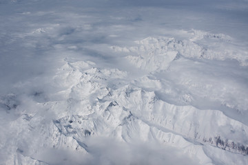 Snowy peaks of high mountains