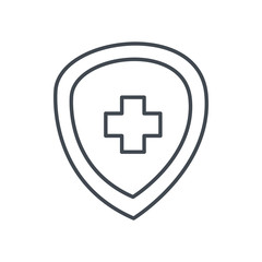 Medical cross inside shield line style icon vector design