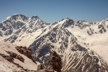 High mountains landscape with clean blue sky