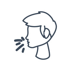 Man head with dry cough line style icon vector design