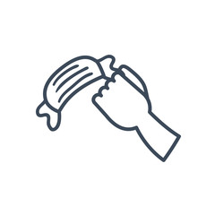 Hand with medical mask line style icon vector design