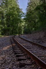 Fototapeta na wymiar Train railway in Patapsco State Park, MD