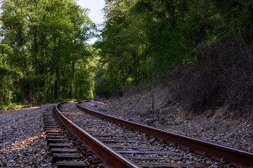 Obraz premium Train railway in Patapsco State Park, MD