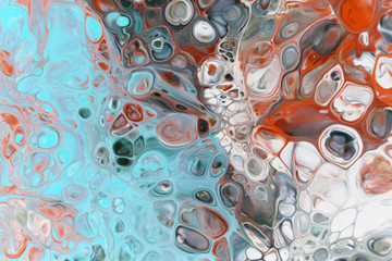 
background of spreading paint on the surface with bubbles.Design colorful template for business cards