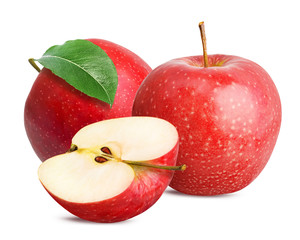 Red apples isolated on white background with clipping path