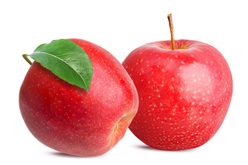 Red apples isolated on white background with clipping path