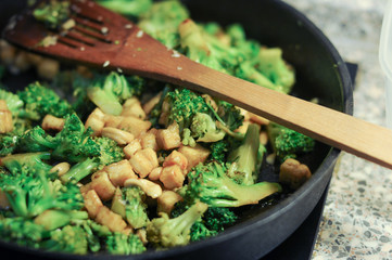 Fresh broccoli florets, green vegetable