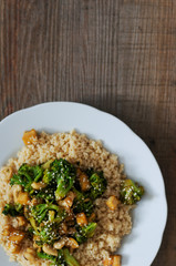 Fresh delicious meal. Broccoli, cous cous.