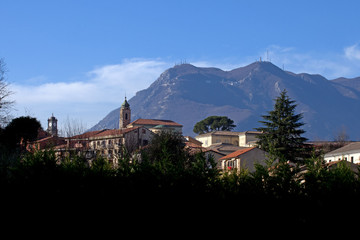 View of the city of Avellino with Montevergine in the background. Avellino, Campania, Italy.