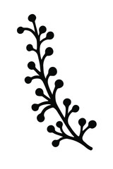 Single branch with leaves in ink Isolated on white background. Hand drawn vector decorative element in doodle style for wedding invitation and decoration, postcard, flyer, banner or website