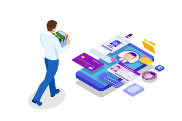 Isometric hiring and recruitment, job candidates and job centre concept. Job interview, recruitment agency. HR job seeking.