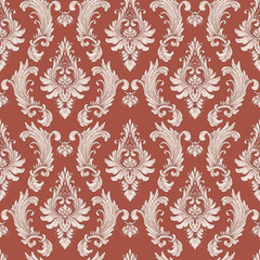 Damask seamless pattern element. Vector classical luxury old fashioned damask ornament, royal victorian seamless texture for wallpapers, textile, wrapping. Vintage exquisite floral baroque template.