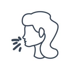 Woman head with dry cough line style icon vector design