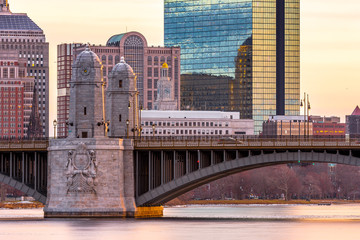 View of Longfellow Bridge,Boston in the morning. It is a bridge spanning the Charles River to...