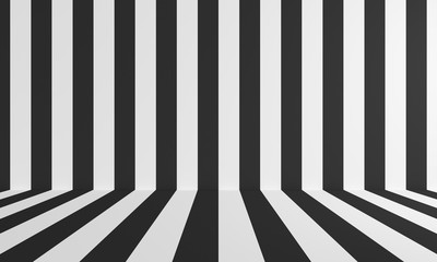 Room with a black and white line. 3d rendering