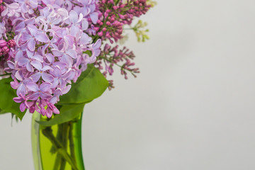 fragment of a lilac bouquet on a white background