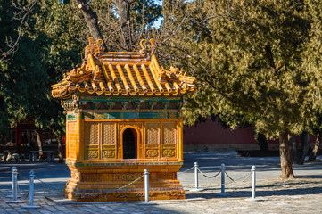Classical Chinese building richly decorated in the Ming Dynasty tombs.