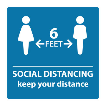  Social Distancing Icons. COVID-19 Safety Measure Keep Safe Social Distance Sign 6 Feet