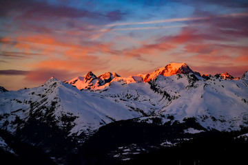 sunset over mont blanc